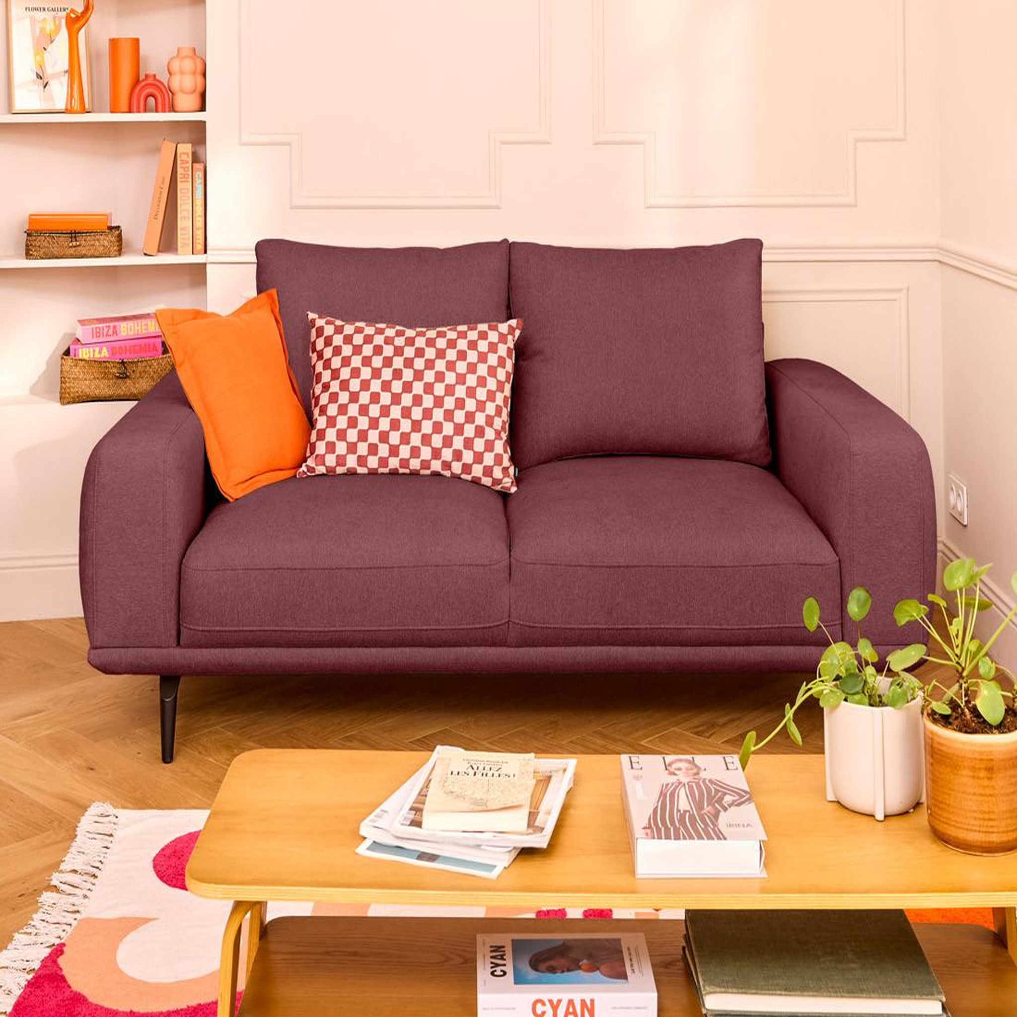 LISA DESIGN Vicence - canapé droit 2 places en tissu. Coloris disponibles : Beige