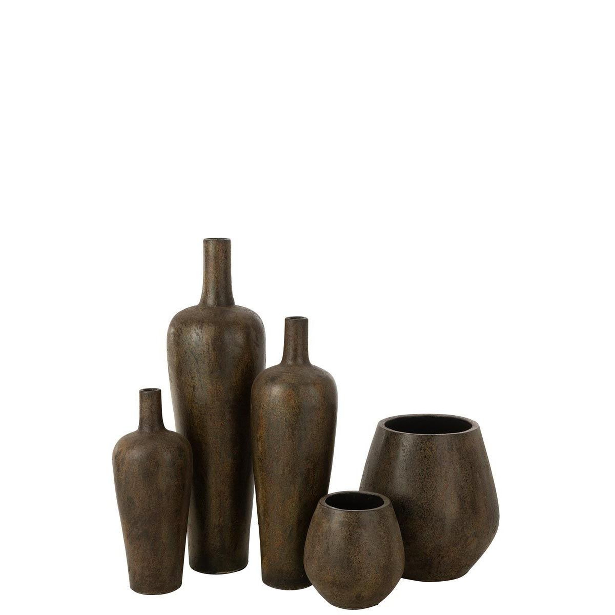 Voir la diapositive 3 : J-LINE Vase déco en ciment  victor  80cm marron