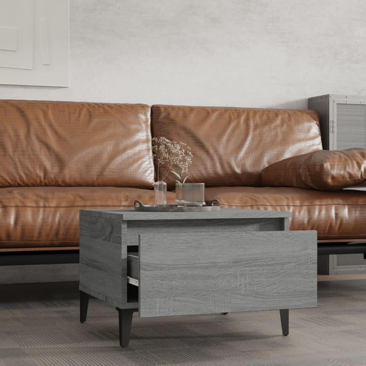 VIDAXL Table d'appoint Sonoma gris 50x46x35 cm Bois d'ingenierie