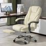 Voir la diapositive 2 : VINSETTO Fauteuil de bureau manager massant chauffant inclinable réglable télécommande repose-pieds rétractable velours beige sable