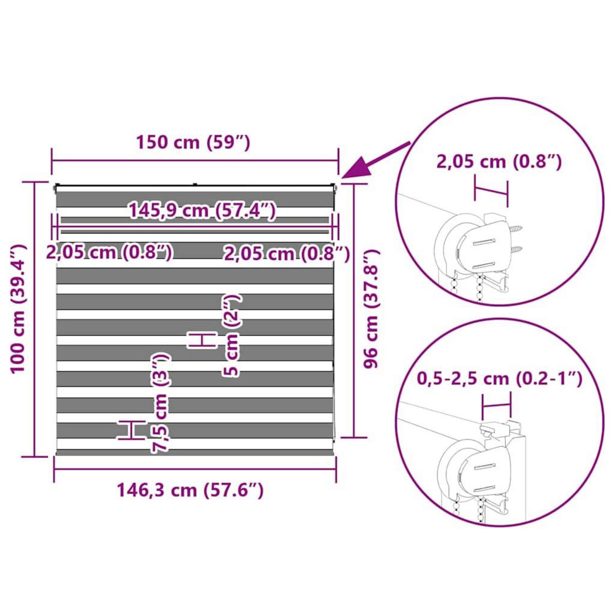 VIDAXL Store zebre marron sable largeur du tissu 145,9 cm polyester