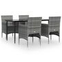 Voir la diapositive 2 : VIDAXL Ensemble a manger de jardin et coussins 5pcs Gris/noir