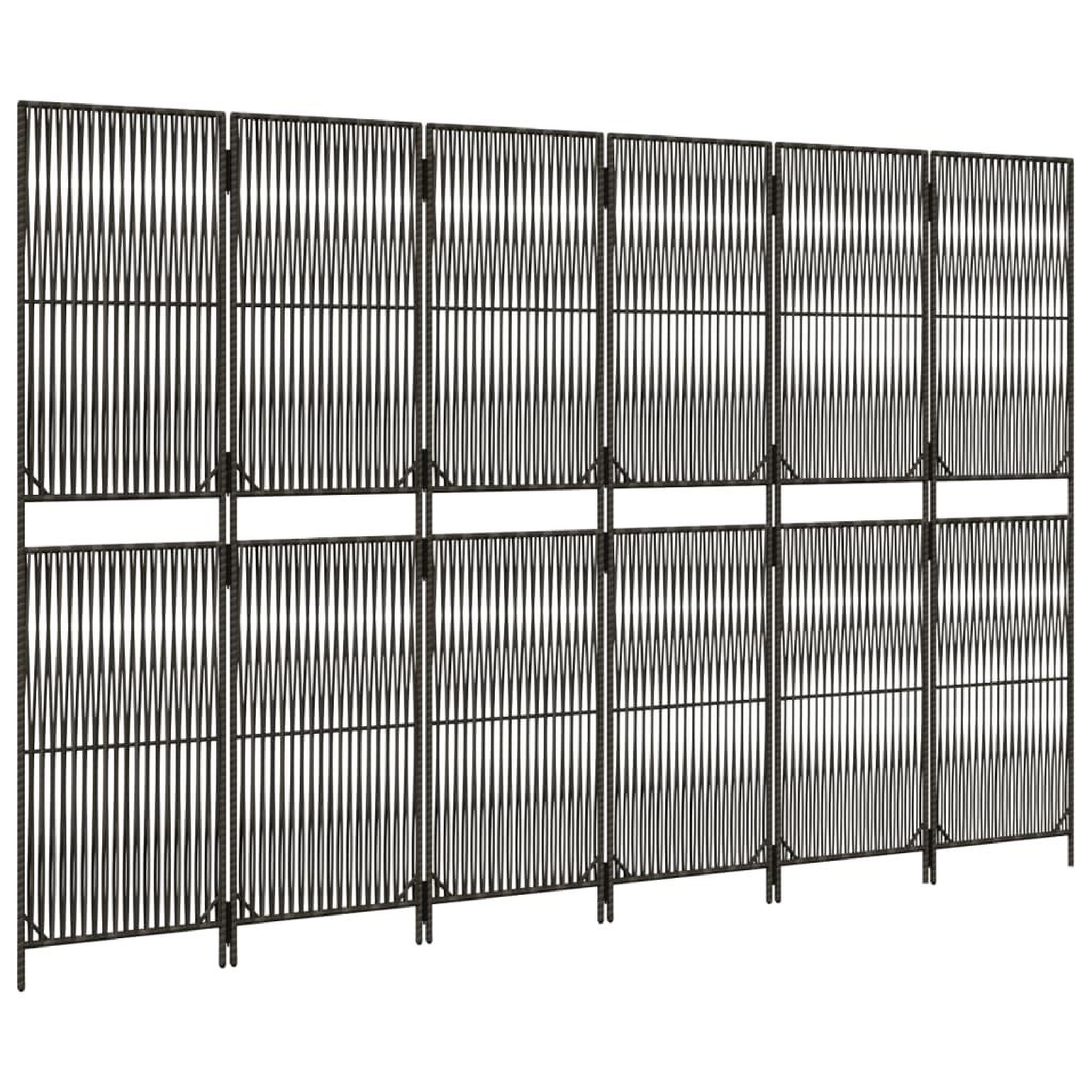 Voir la diapositive 4 : VIDAXL Cloison de separation 6 panneaux gris resine tressee