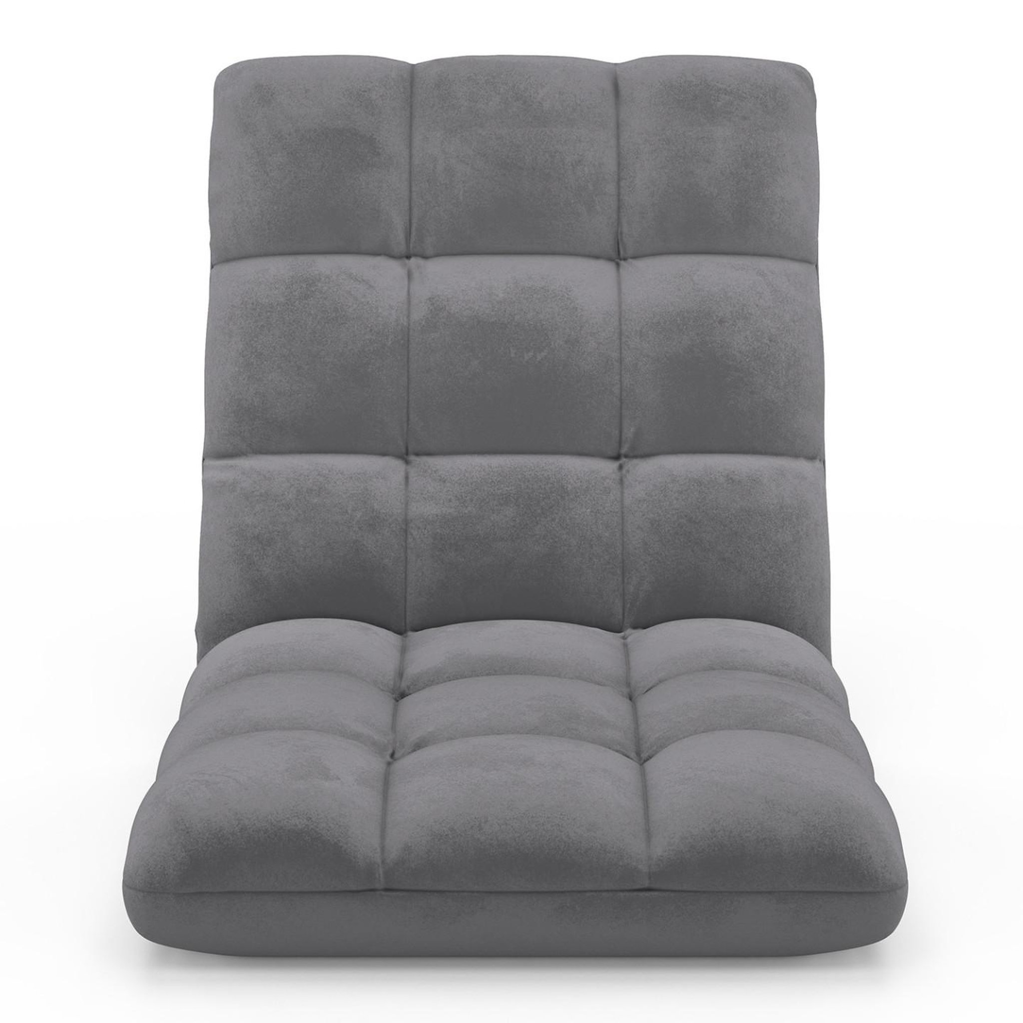 Voir la diapositive 3 : ID MARKET Chaise de sol pliante garance 5 positions en velours gris anthracite