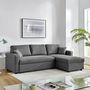 Voir la diapositive 2 : MARKET24 Canapé d'angle fixe + 2 coussins - Tissu Gris - L 228 x P 148 x H 86 cm - OWENS