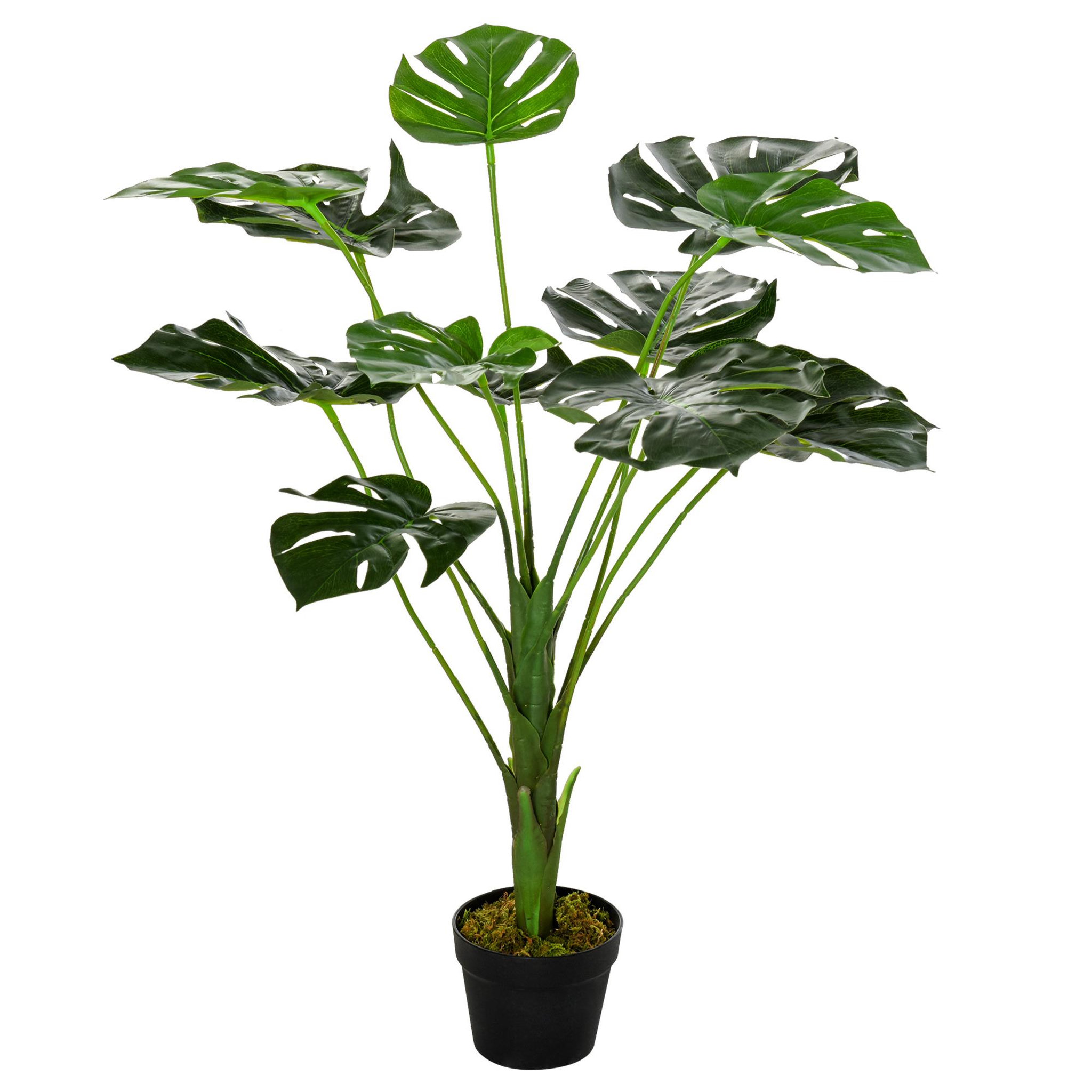 Voir la diapositive 4 : OUTSUNNY Arbre artificiel plante artificielle Monstera H. 85 cm tronc branches lichen feuilles de tortue grand réalisme pot inclus
