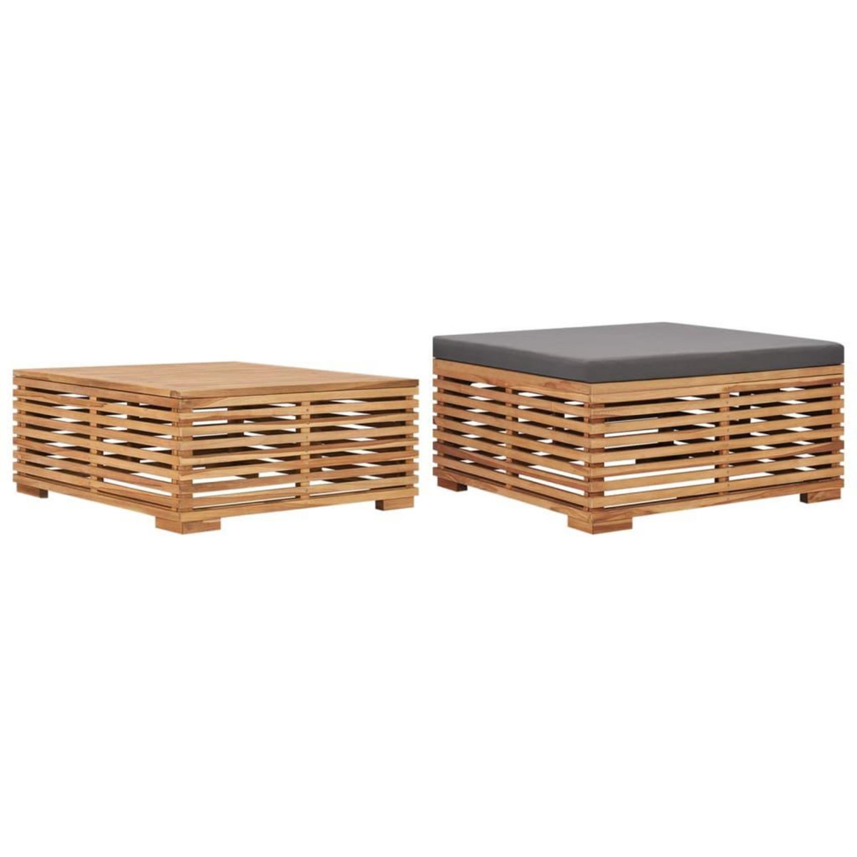 VIDAXL Table et repose-pied de jardin coussin gris fonce Bois de teck