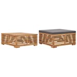 VIDAXL Table et repose-pied de jardin coussin gris fonce Bois de teck