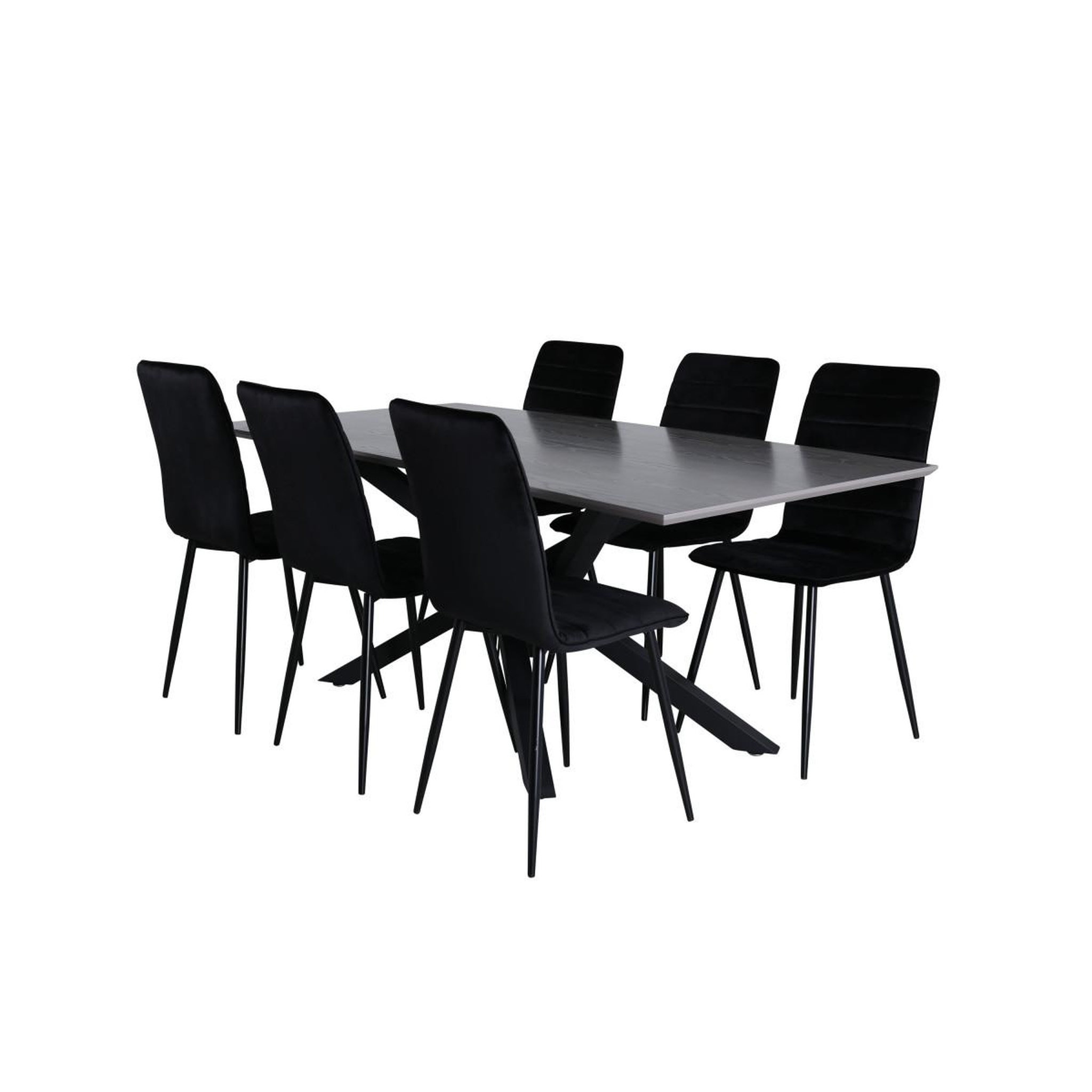 Voir la diapositive 3 : Paris Prix Ensemble table à manger & 6 chaises  piazza & windu  180cm gris & noir