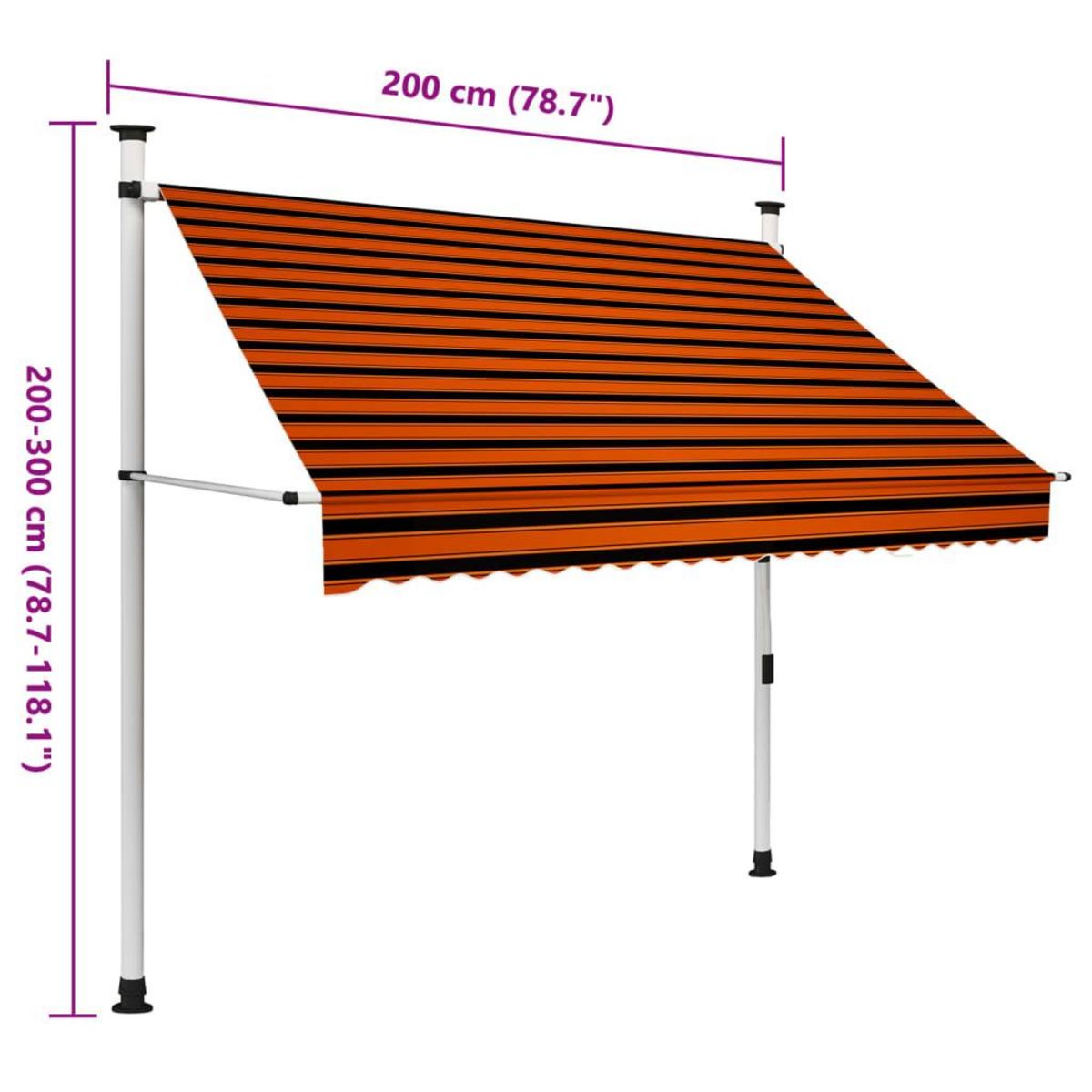 VIDAXL Auvent manuel retractable 200 cm Orange et marron