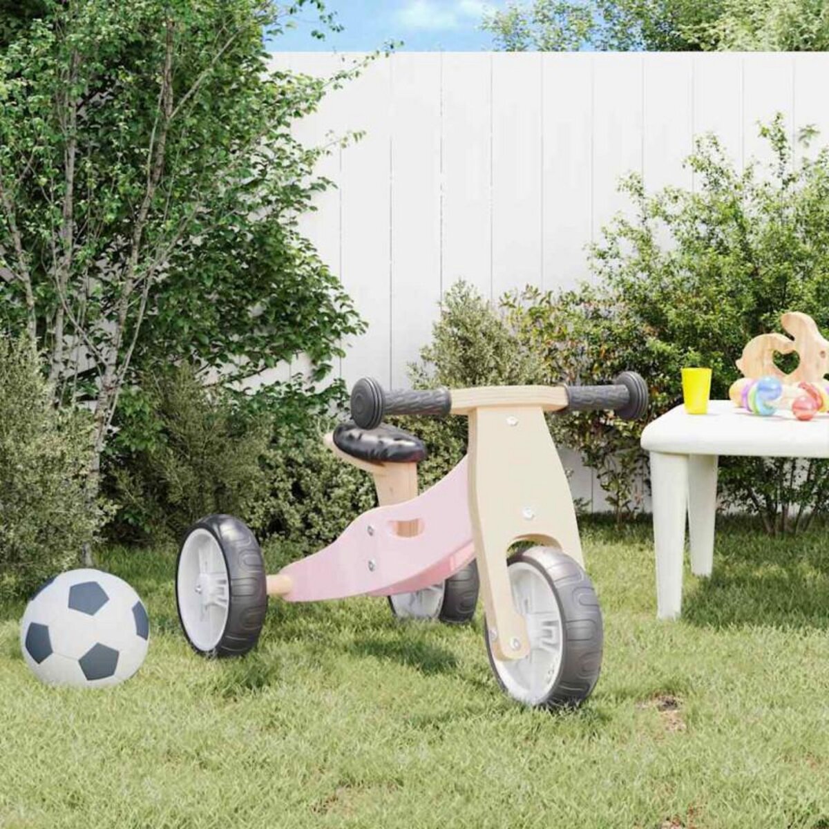 VIDAXL Vélo d équilibre pour enfants 2 in 1 rose