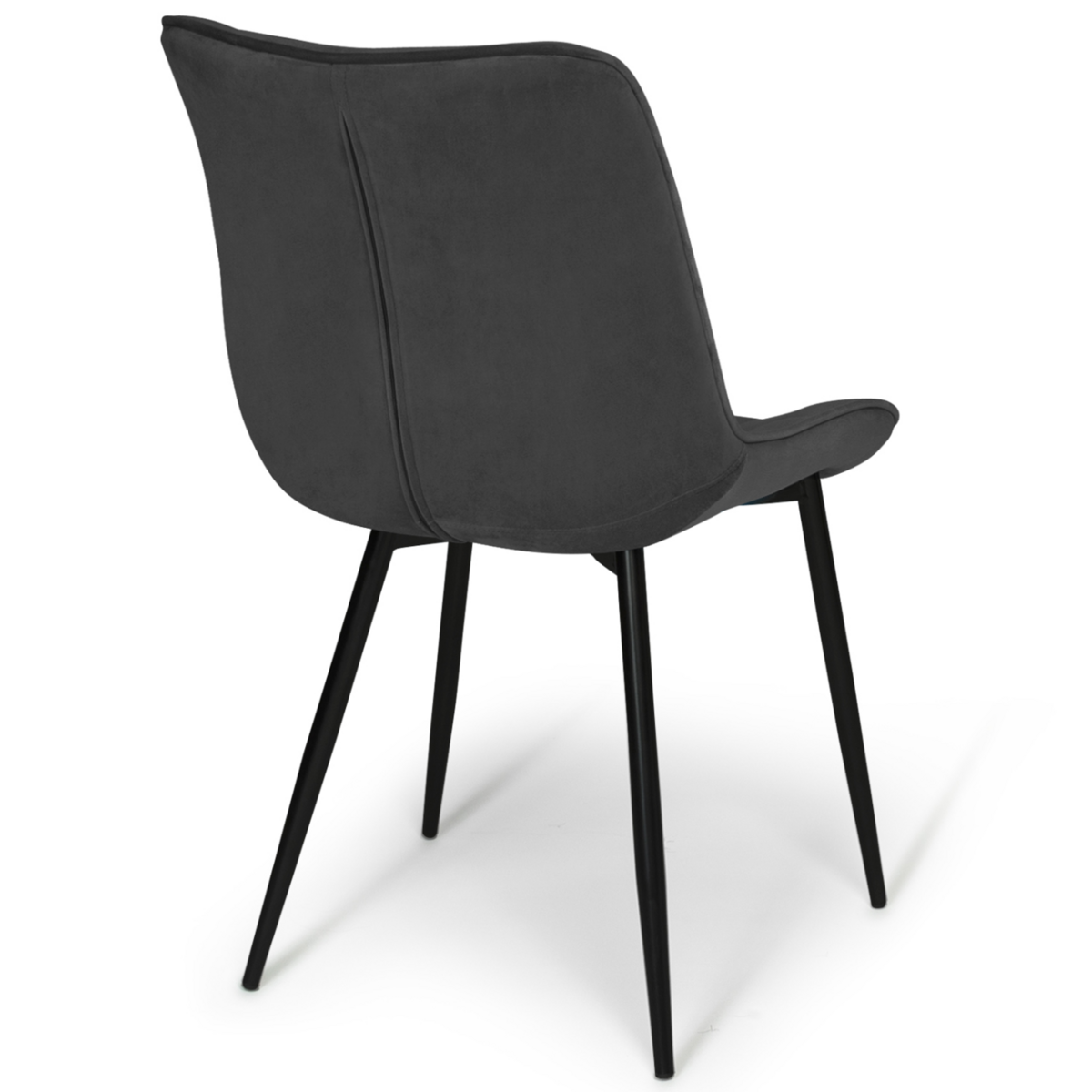 ID MARKET Lot de 4 chaises MADY en velours gris pour salle à manger
