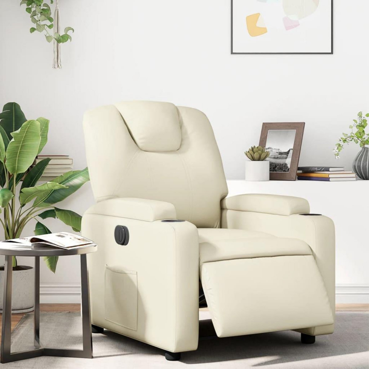 VIDAXL Fauteuil inclinable electrique Creme Similicuir