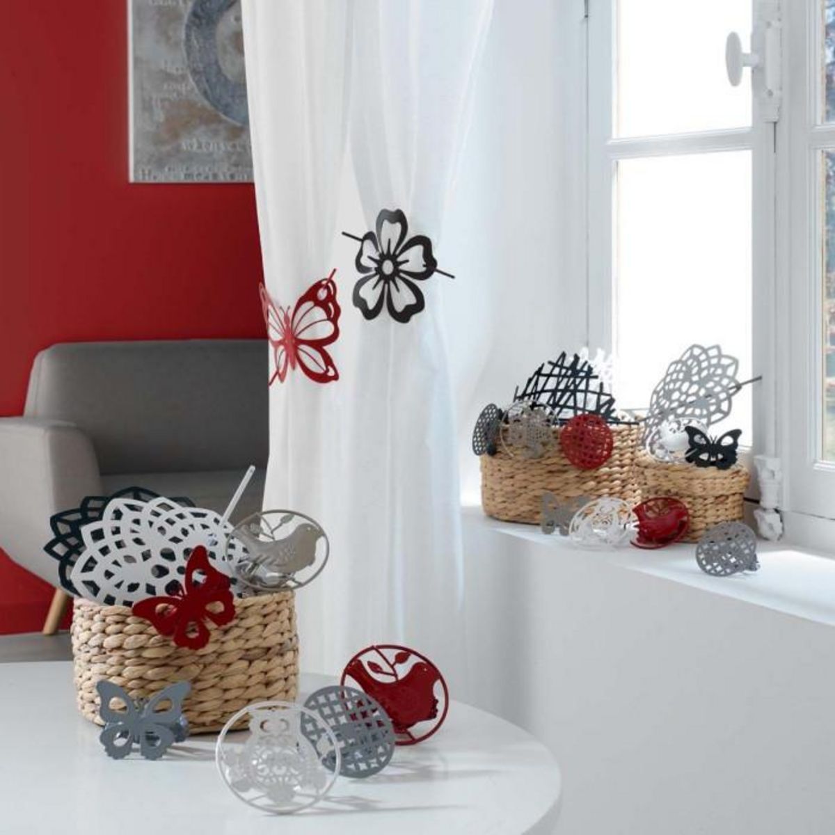 Paris Prix Embrasse de Rideau Broche  Pharos  17cm Rouge