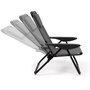 Voir la diapositive 3 : ID MARKET Lot de 2 chaises de plage pliantes - fauteuils de jardin inclinables sac à dos gris anthracite et toile grise