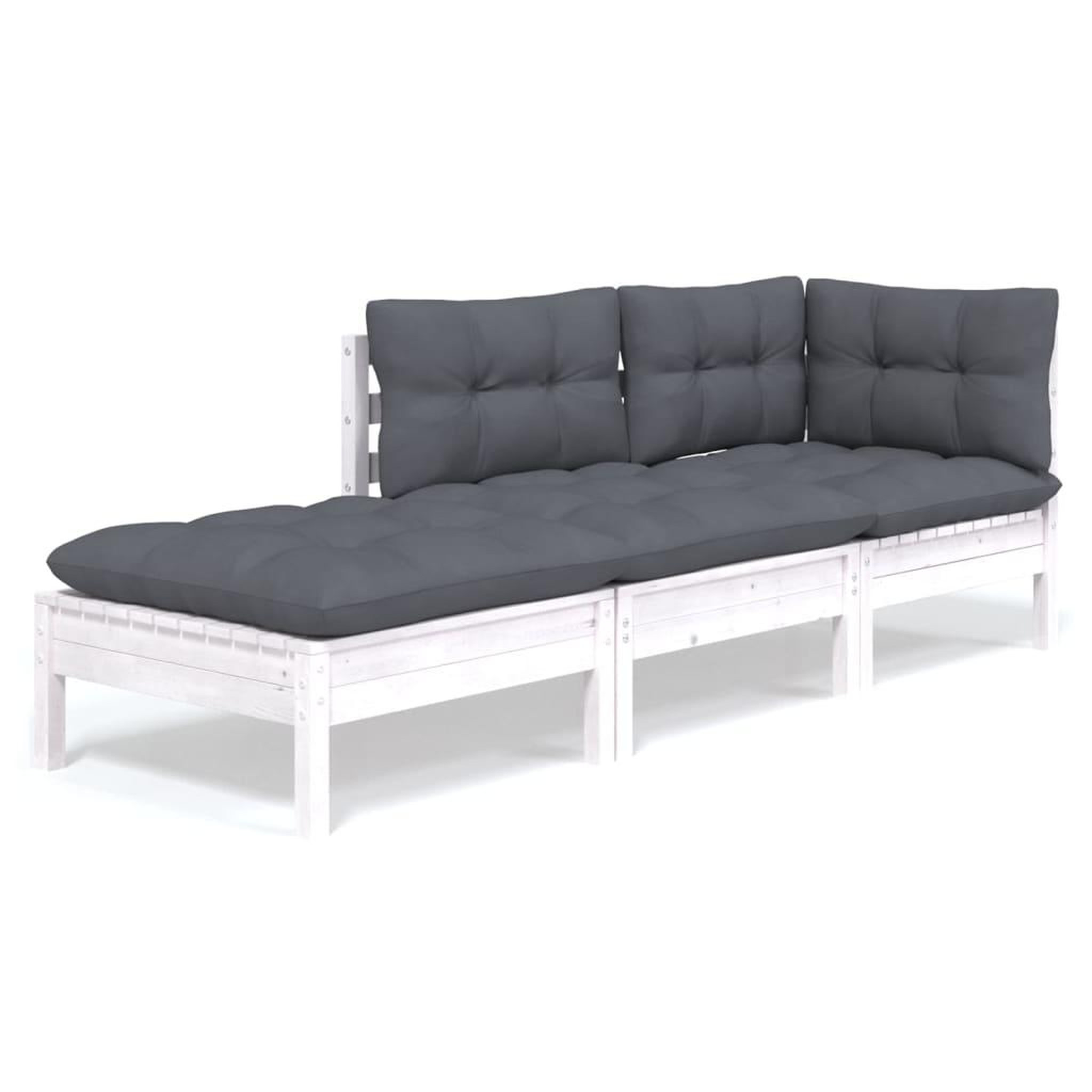 Voir la diapositive 2 : VIDAXL Salon de jardin 3 pcs avec coussins Bois de pin massif