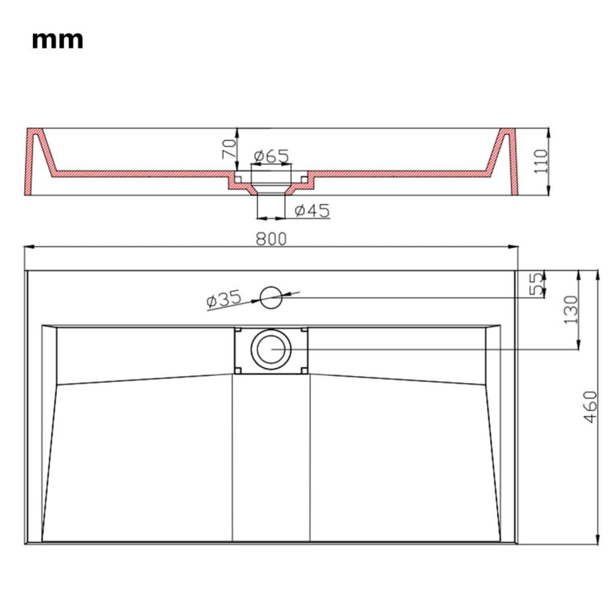 VIDAXL Lavabo 80x46x11 cm Fonte minerale/marbre Blanc