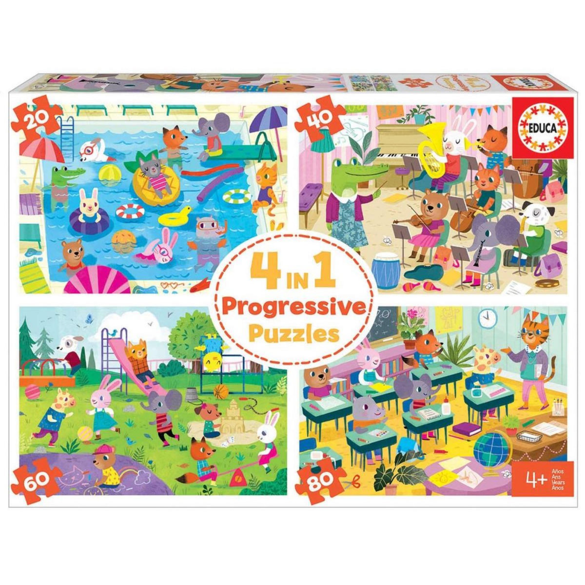 EDUCA Puzzle progressifs 4 en 1 l'ecole
