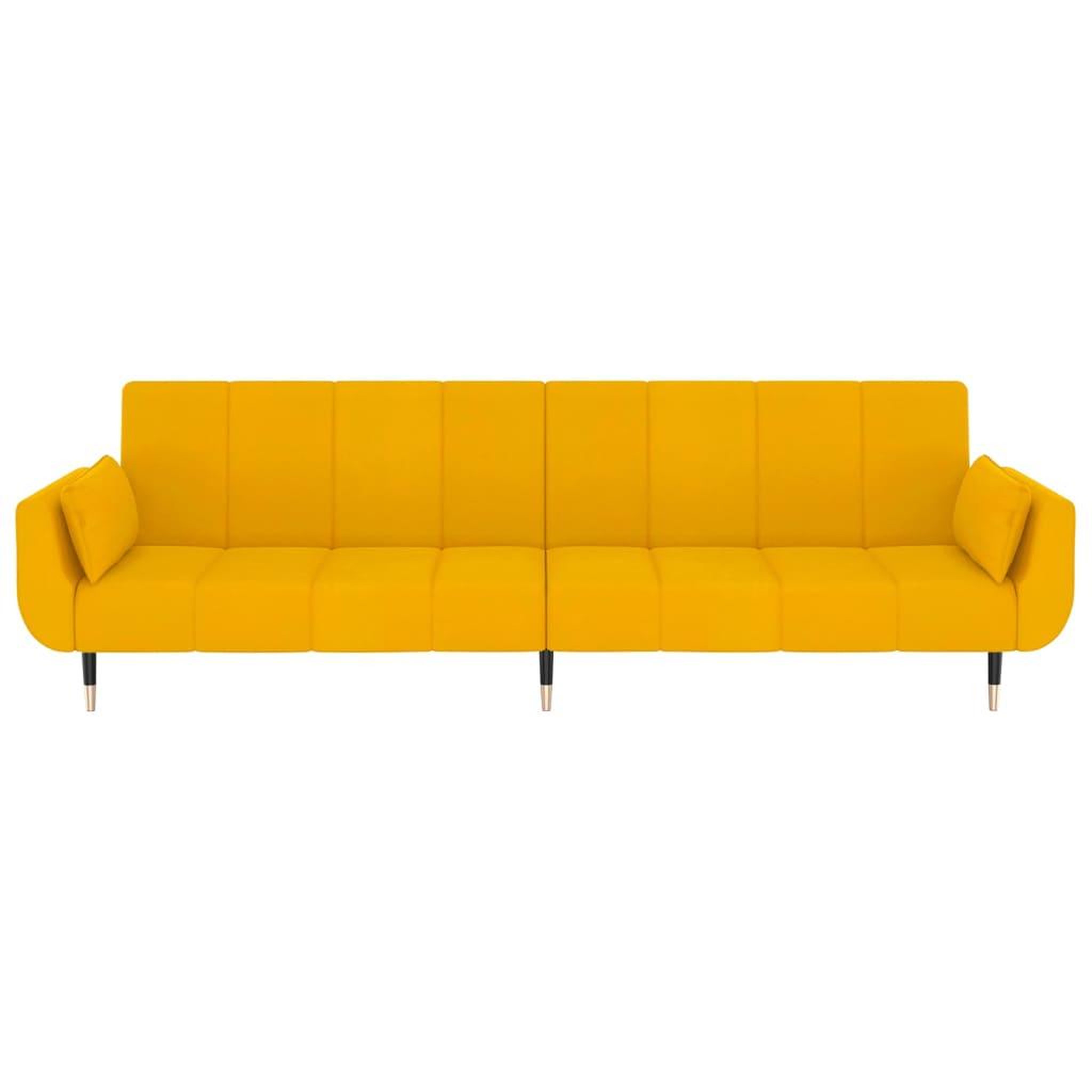 Voir la diapositive 5 : VIDAXL Canape-lit a 2 places avec deux oreillers Jaune Velours