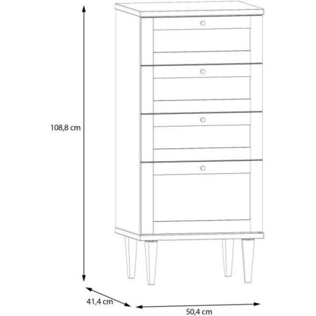 MARKET24 Commode - CALASETTEA - 4 tiroirs - Décor Chene - 50,4 x 41,4 x 108,8 cm