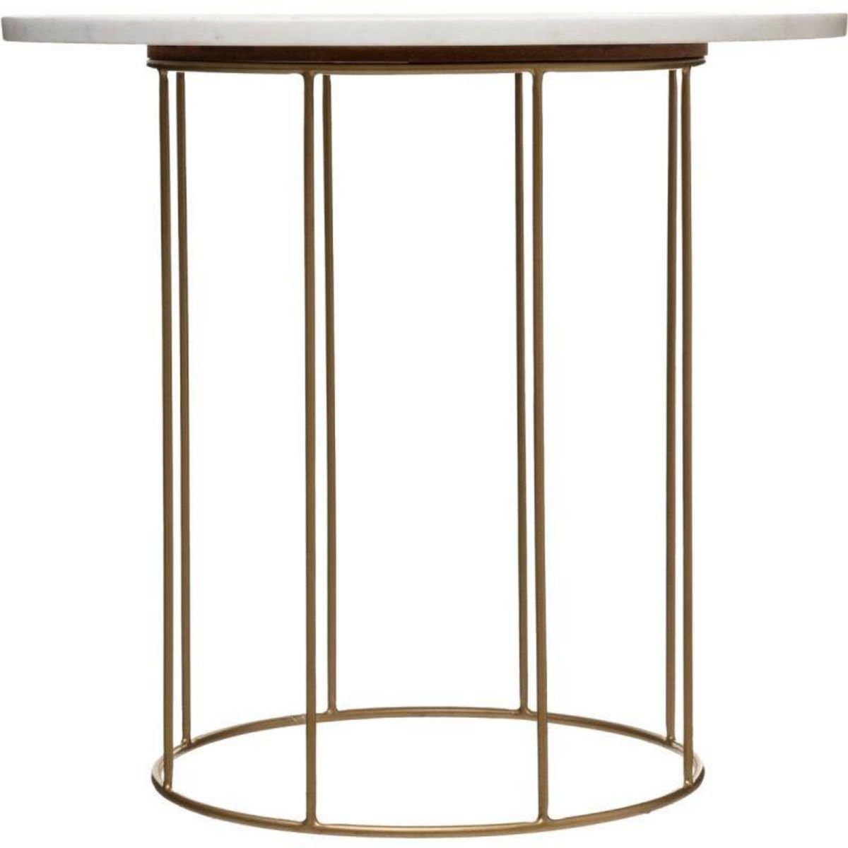  Lot de 2 Tables d'Appoint  Good  60cm Blanc & Or