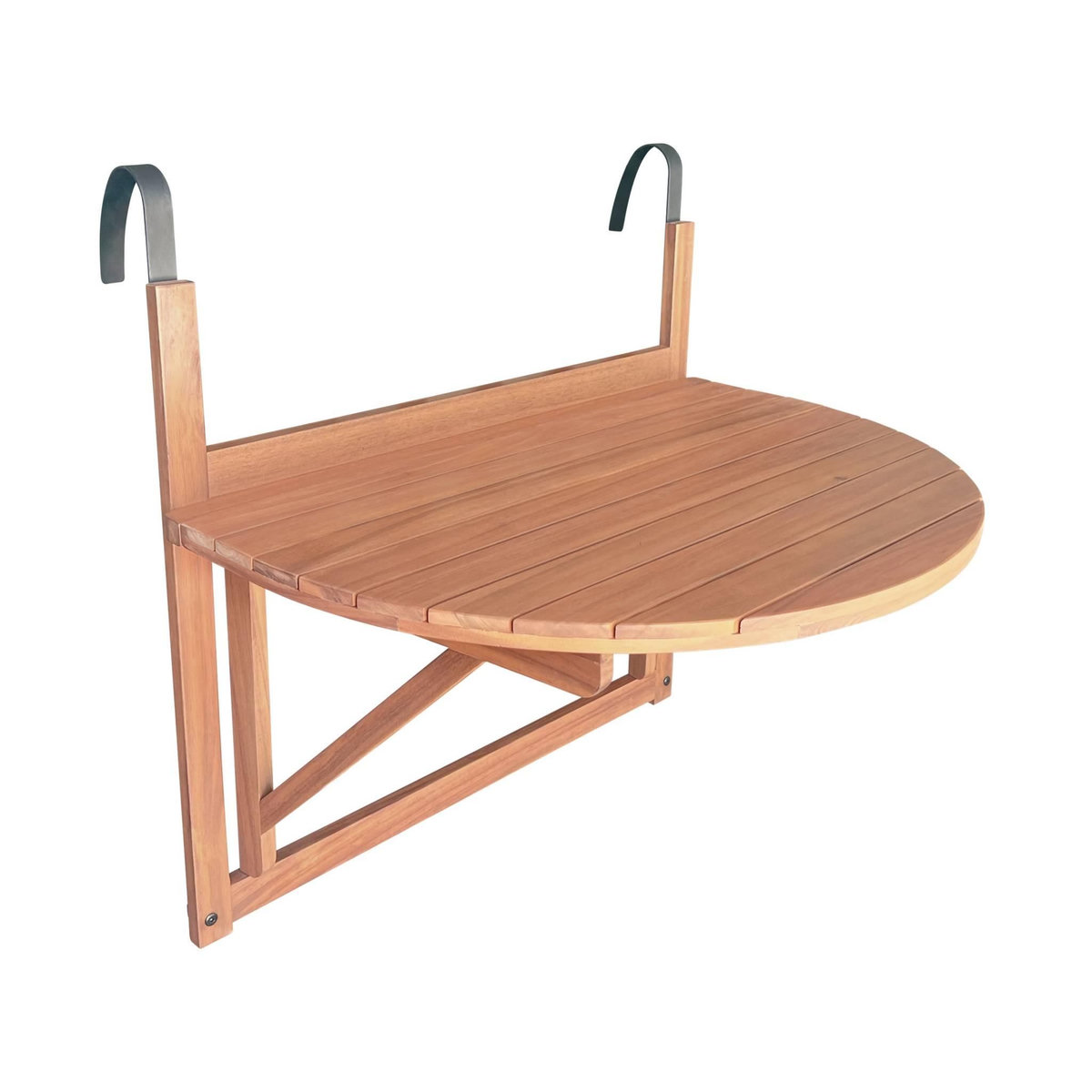 SWEEEK Table d'appoint en bois pour balcon. semi-arrondie. rabattable. hauteur ajustable