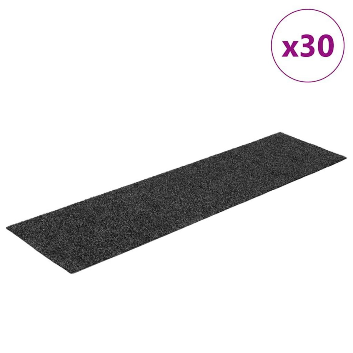 VIDAXL Tapis d'escalier auto-adhesifs 30 pcs anthracite 76x20 cm