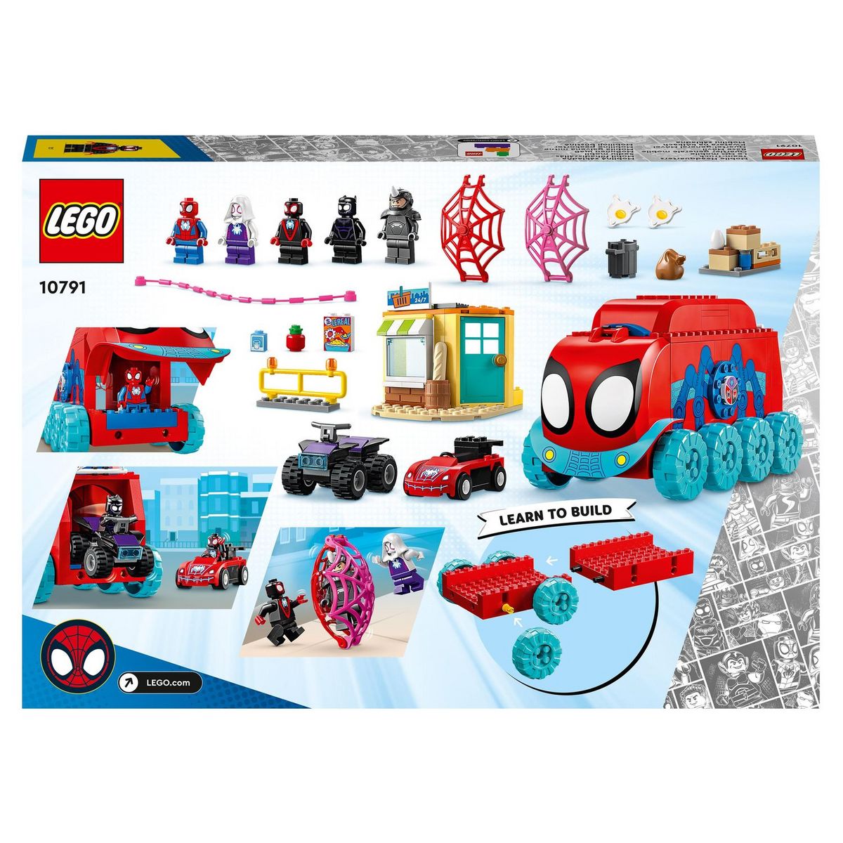 LEGO Marvel 10791 Le QG mobile de l&rsquo;équipe Spidey, Jouet Enfants 4 Ans avec Minifigurines Miles Morales et Black Panther, Série Spidey et ses Amis Extraordinaires