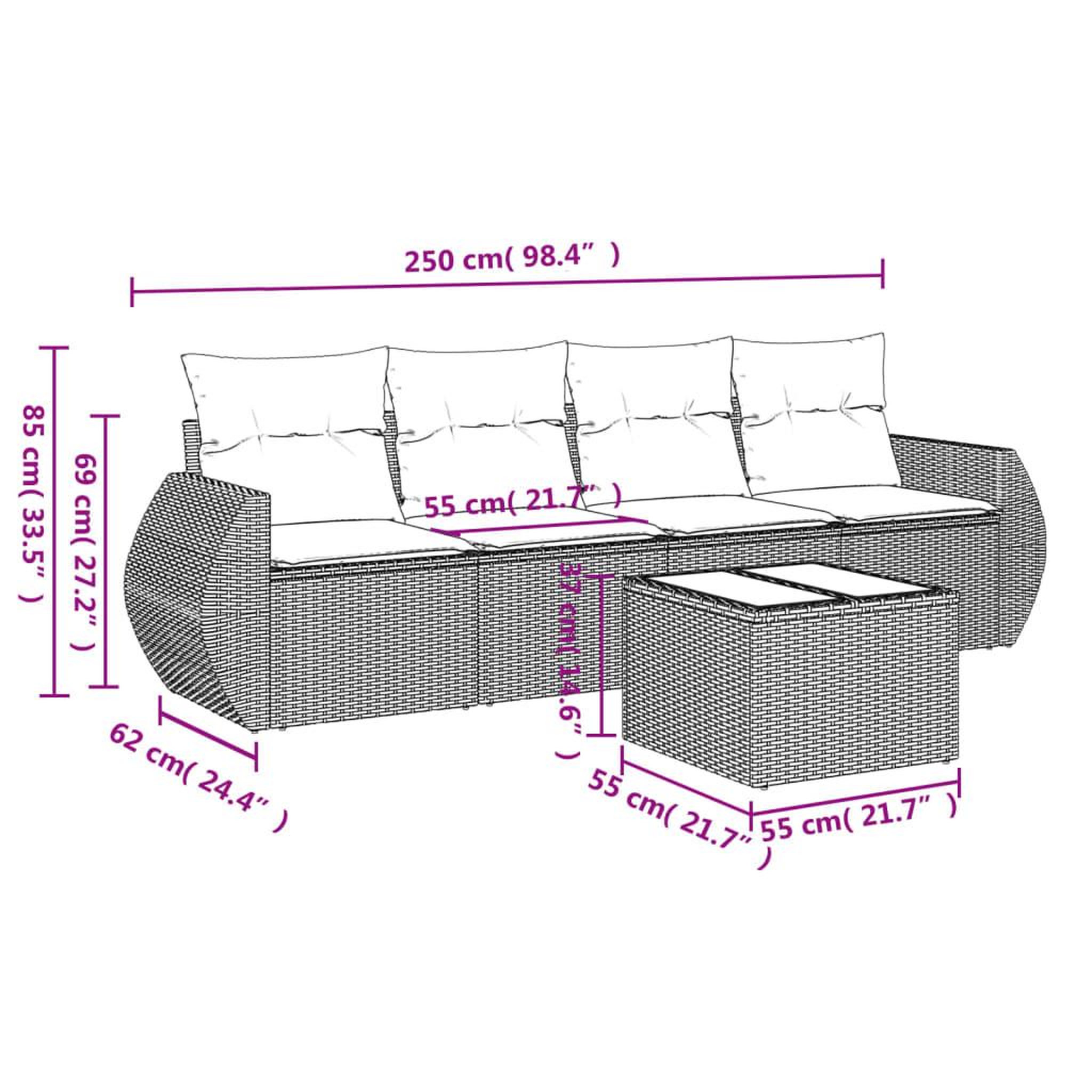 Voir la diapositive 3 : VIDAXL Salon de jardin 5 pcs avec coussins noir resine tressee