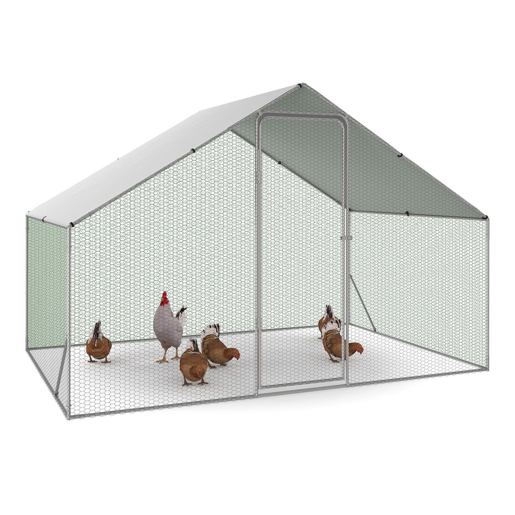 ID MARKET Enclos poulailler 6 m² parc grillagé 3x2 m acier galvanisé