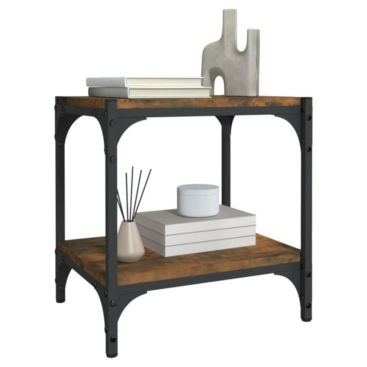 VIDAXL Meuble TV Chene fume 40x33x41 cm Bois d'ingenierie et acier