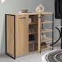 Voir la diapositive 2 : ID MARKET Armoire à chaussures 12 paires LUIS 2 portes avec étagère design industriel