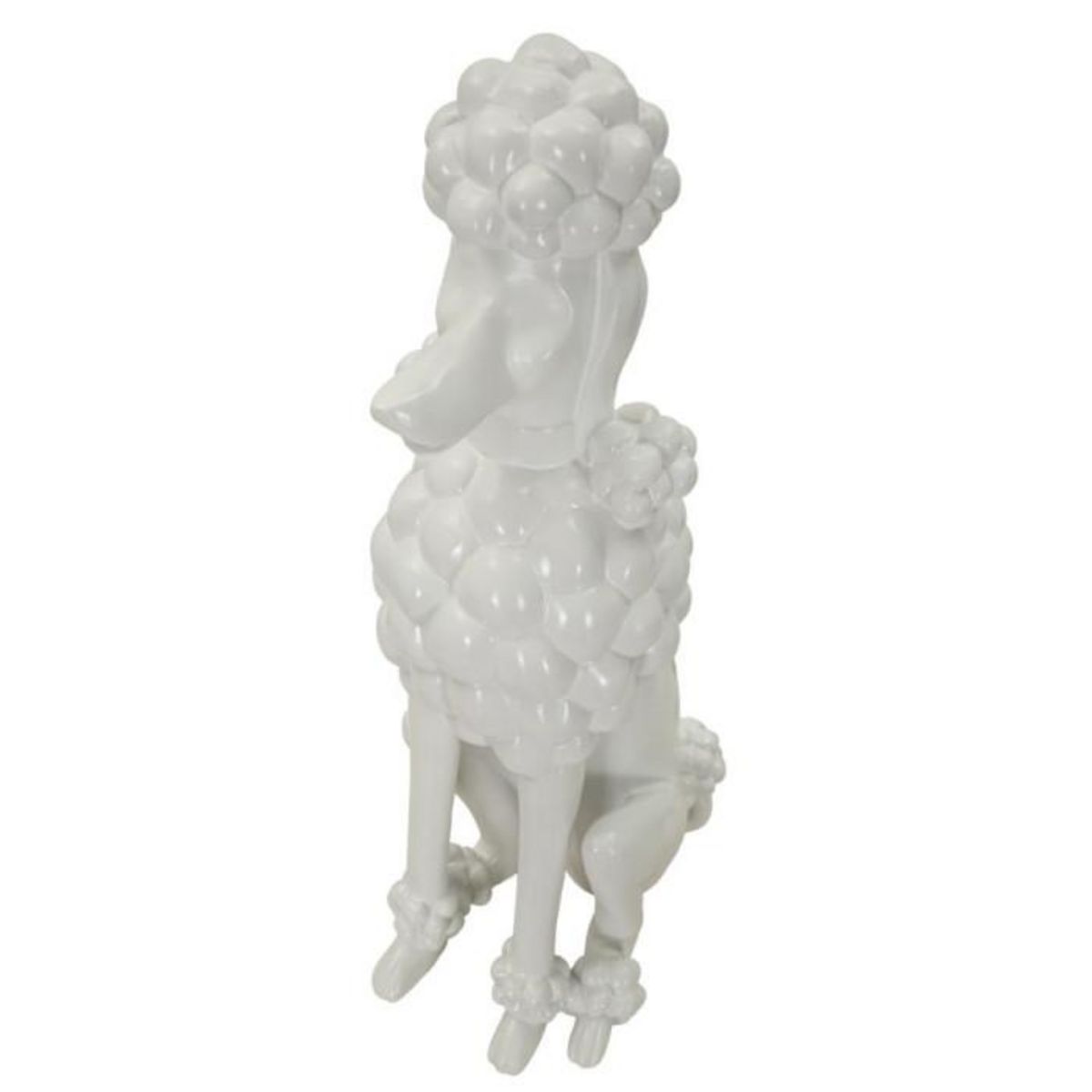 Paris Prix Statue Déco Chien  Caniche Assis  61cm Blanc