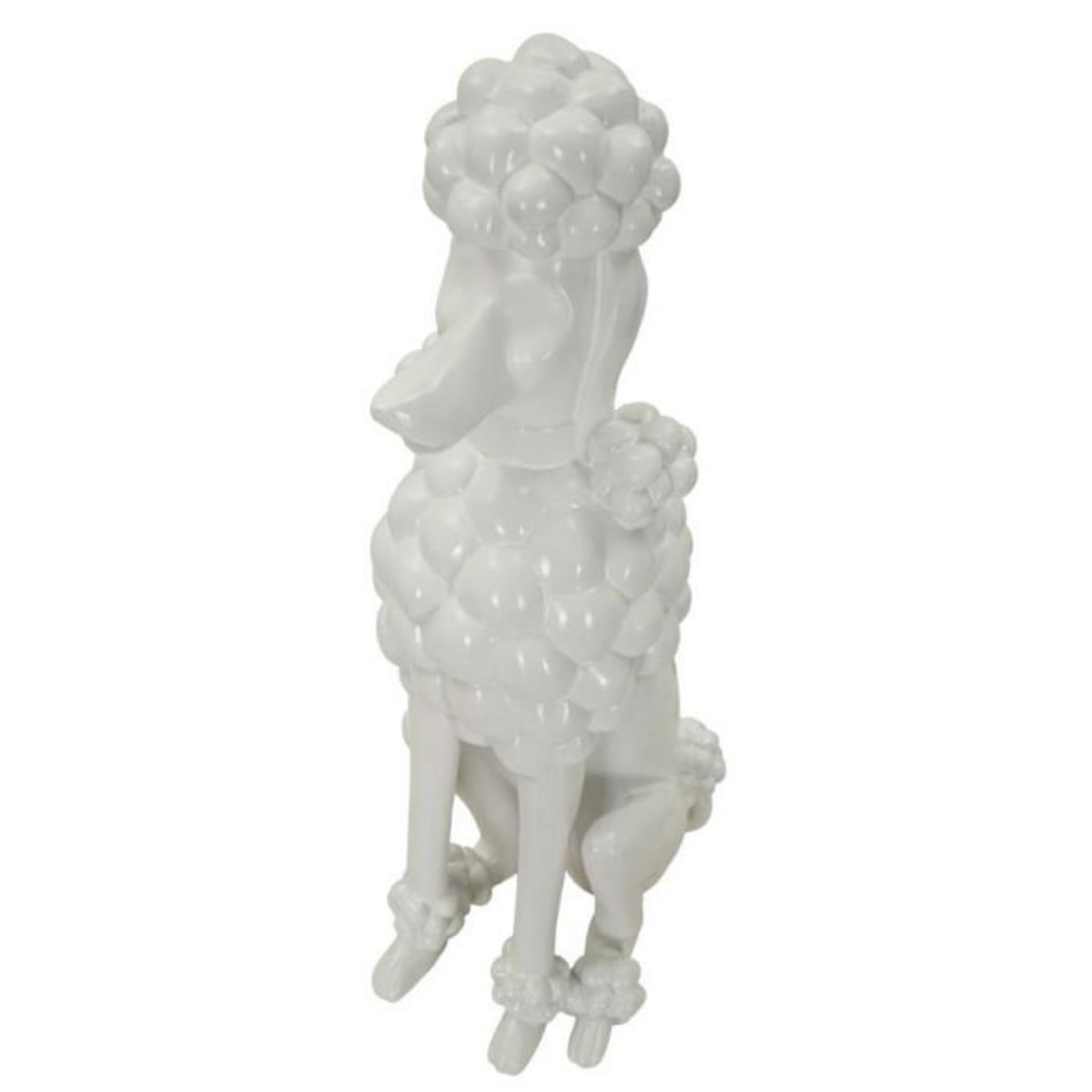 Paris Prix Statue Déco Chien  Caniche Assis  61cm Blanc