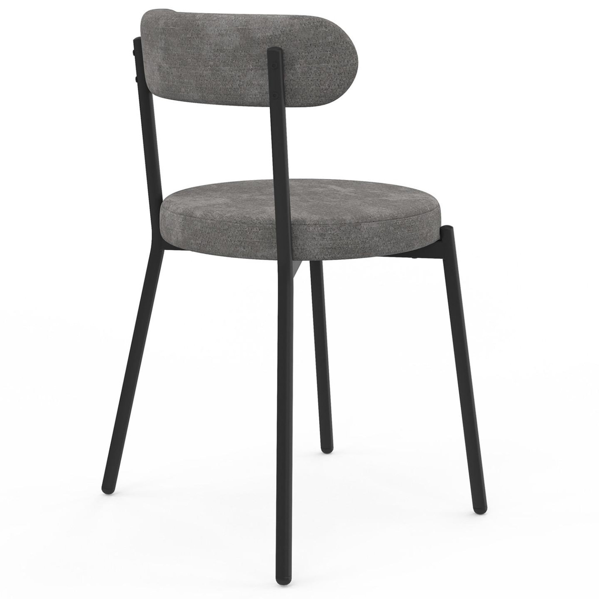Voir la diapositive 4 : ID MARKET Lot de 6 chaises miki dossier incurvé en tissu chenille mix color vert x2, écru x2, gris foncé x2 pieds en métal noir