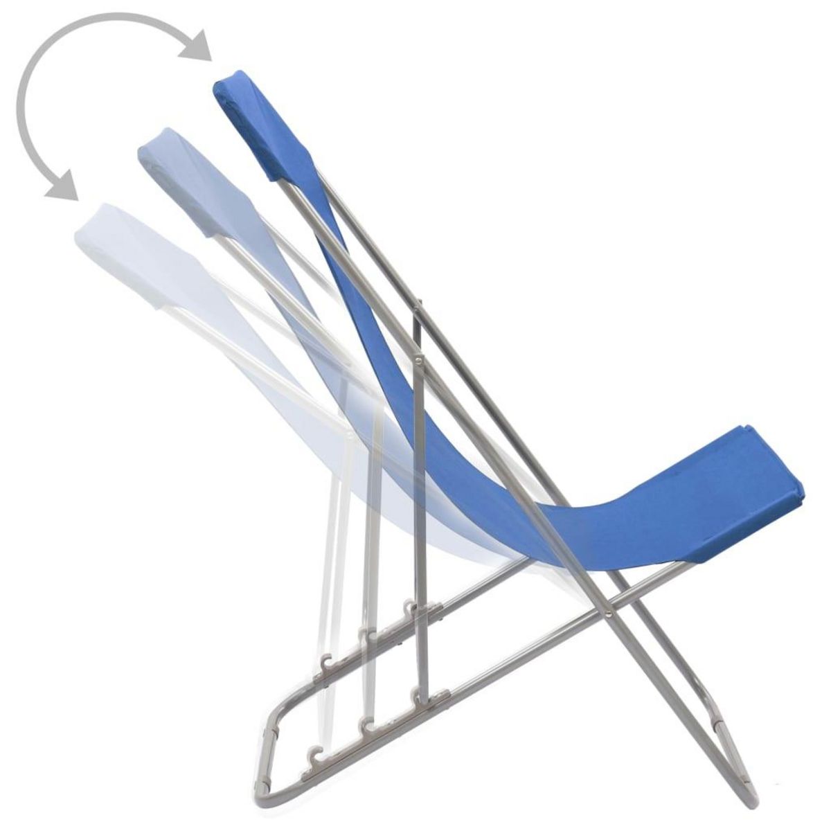 VIDAXL Chaises de plage pliables lot de 2 Acier et tissu oxford Bleu