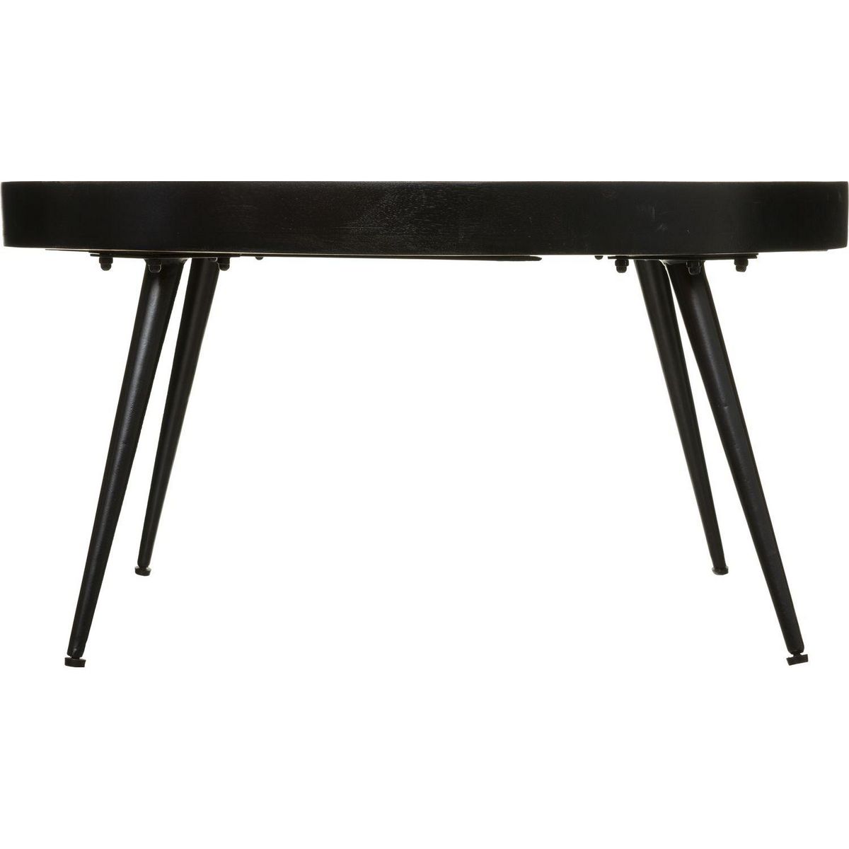 ATMOSPHERA Table basse Siwan en bois de manguier - Diamètre 70 cm - Noir et Doré