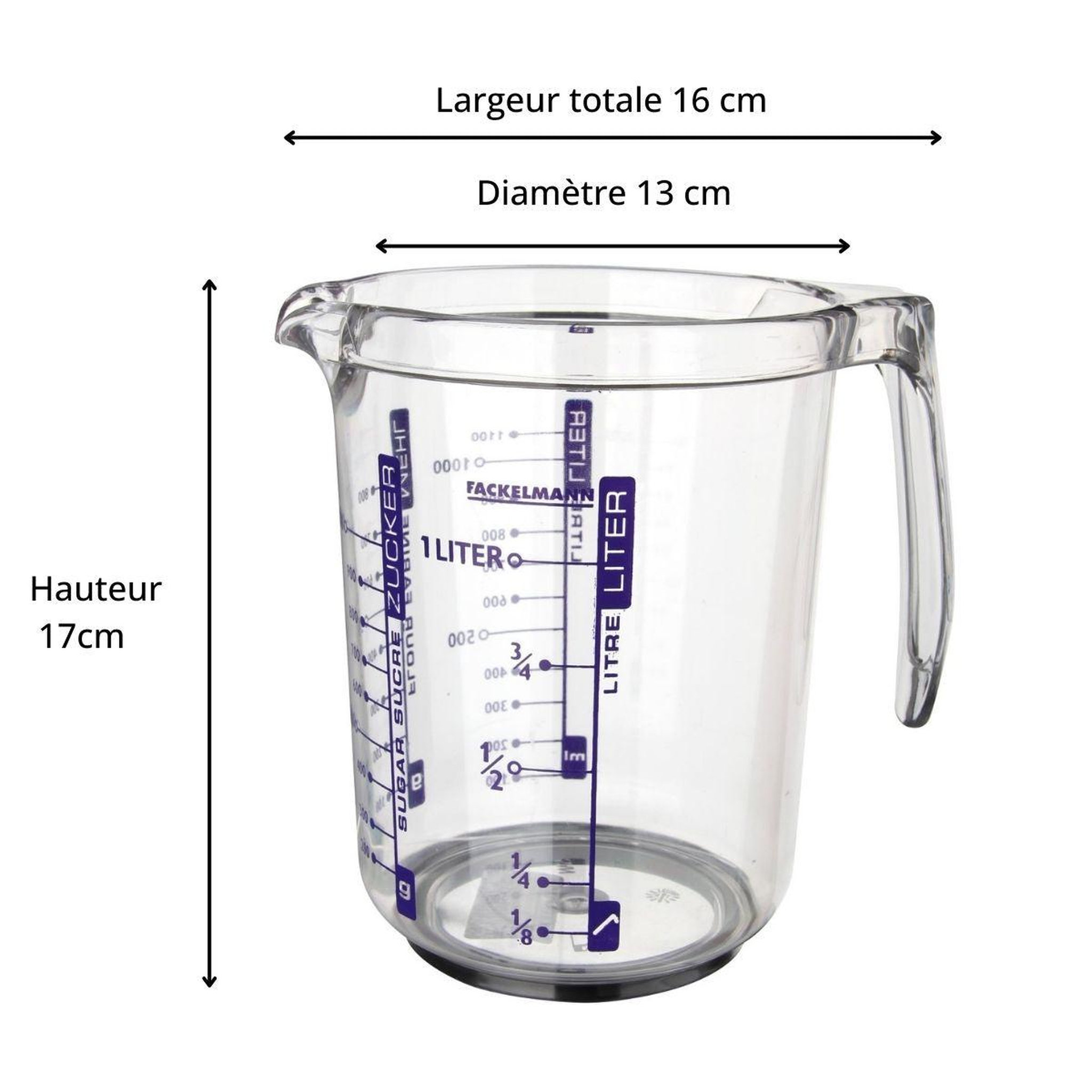 Voir la diapositive 5 : Fackelmann Verre doseur 1l en plastique de haute qualité fackelmann