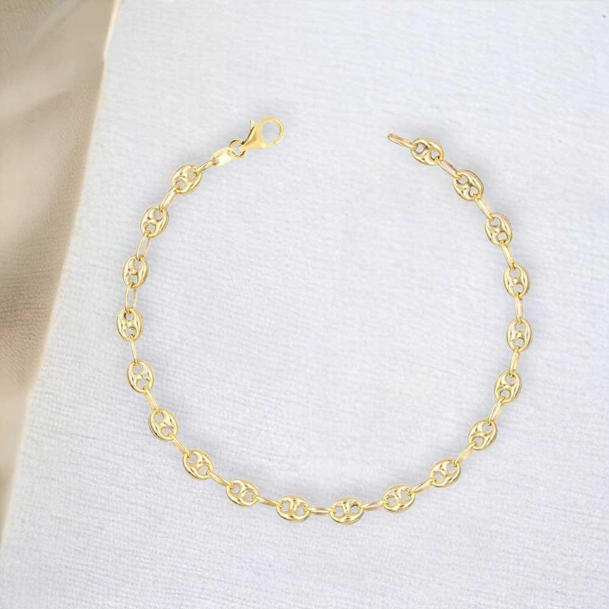 Voir la diapositive 2 : L'ATELIER D'AZUR Bracelet Or Jaune Maille Grain de Café - Homme