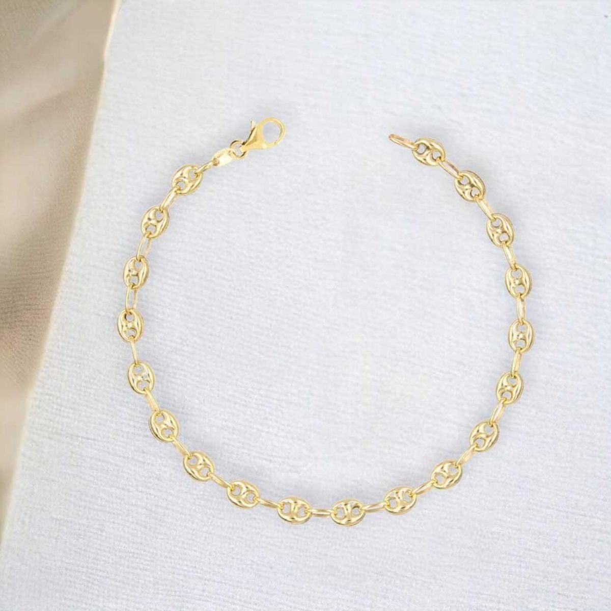 L'ATELIER D'AZUR Bracelet Or Jaune Maille Grain de Café - Homme