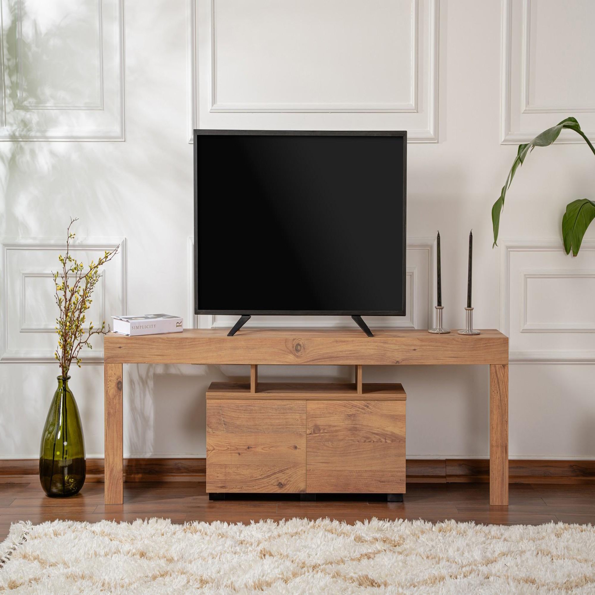 Voir la diapositive 3 : Habitat et Jardin Meuble tv en bois  enclave  - 180 x 31 x 50 cm - marron