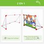 Voir la diapositive 4 : HOMCOM Cage de foot but d'entrainement 2 en 1 but de football futsal mur de tir amovible avec 5 cibles dim. 116L x 48l x 76H cm balle et gonfleur inclus