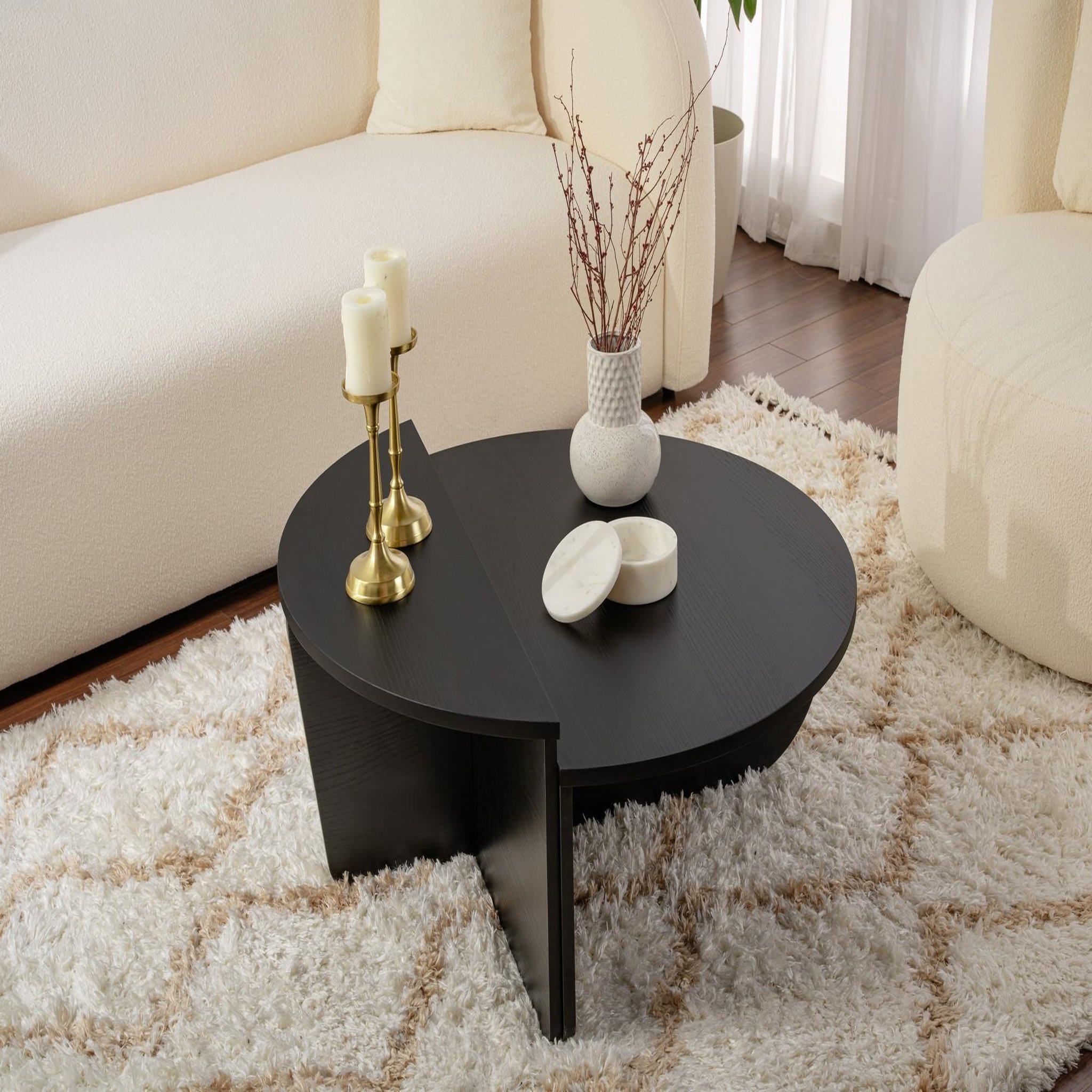 Voir la diapositive 3 : Habitat et Jardin Table basse en bois  orion  - 90 x 60 x 30 cm - bois noir