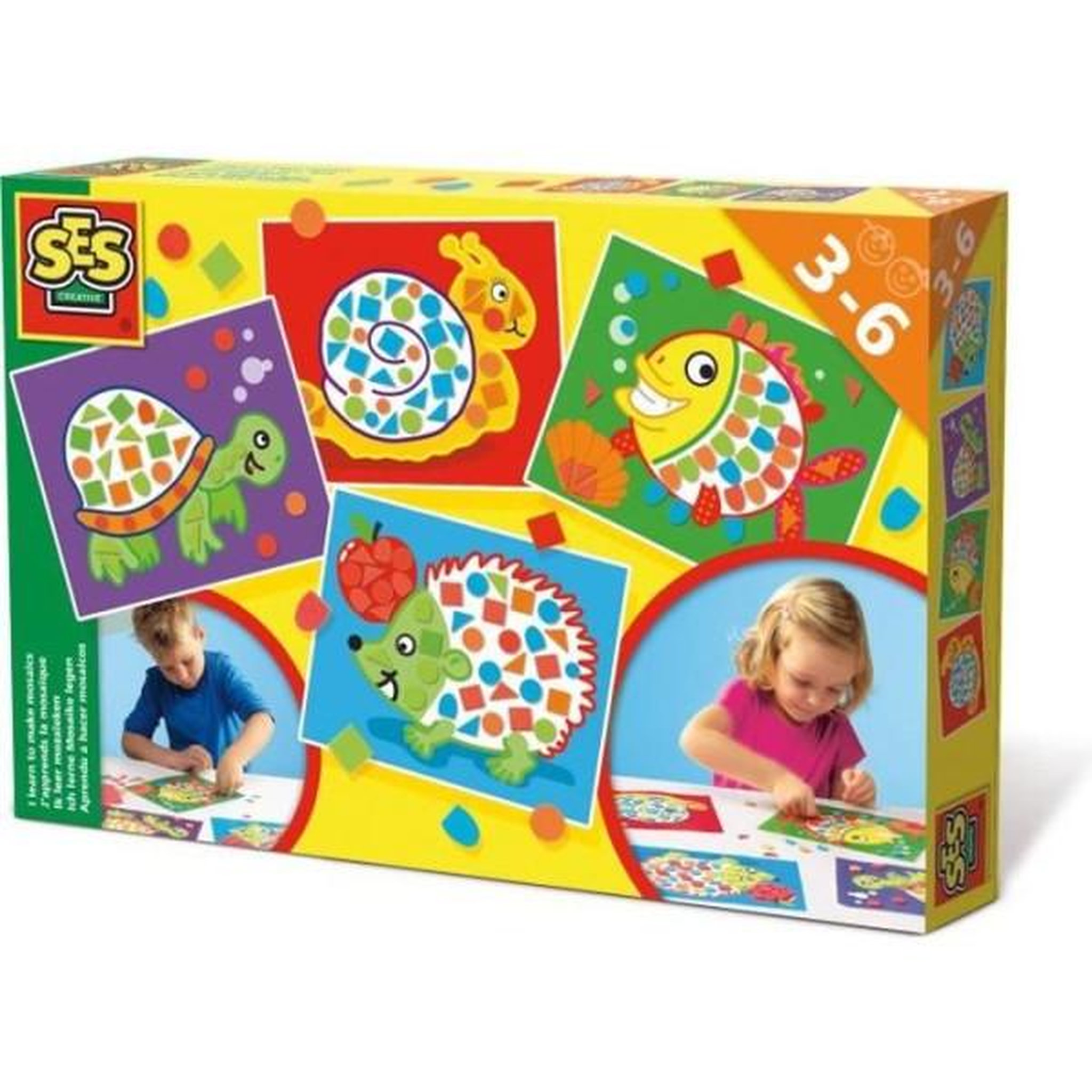 SES Creative SES Creative 14827 - J'apprends la mosaique, aves les mosaiques autocollants de couleur, convient aux jeunes enfants
