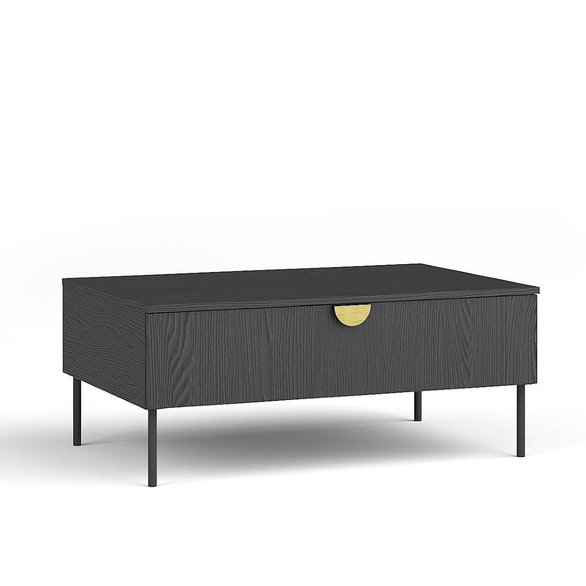 JLC KREATION Table basse moderne noir et or avec tiroir dimitri