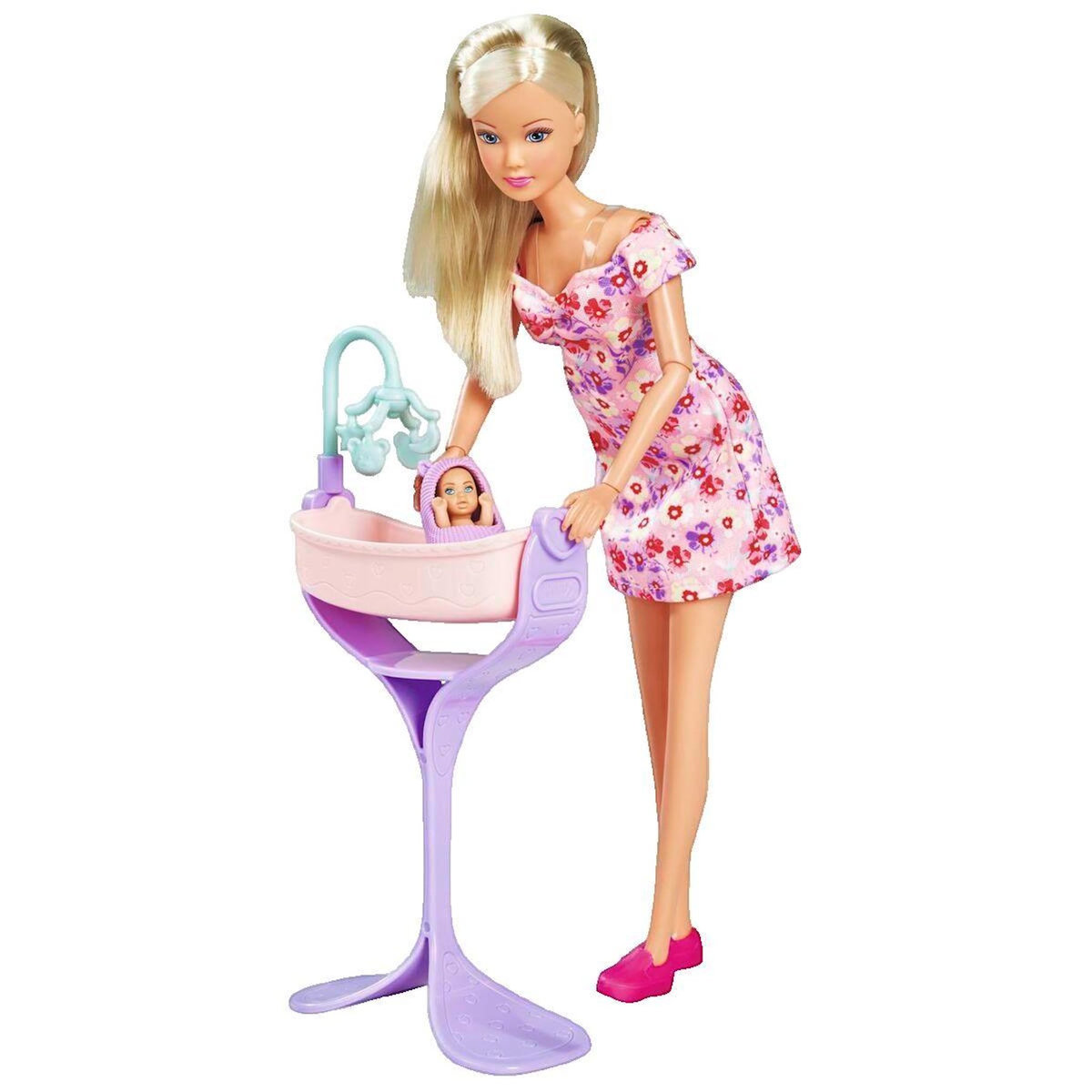 STEFFI LOVE Smoby - Steffi Love - Future Maman - Poupée mannequin enceinte (29cm) - Accesoires pour bébé - Bouton pour faire grossir son