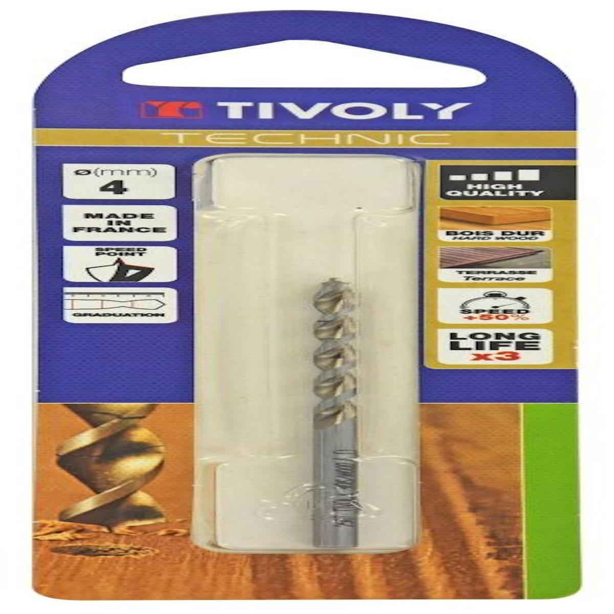 TIVOLY Foret hélicoïdaux pour bois TIVOLY, diam. 4 x 16 cm