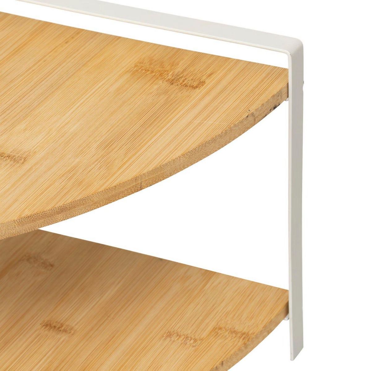 FIVE Étagère d'angle 2 niveaux en bambou et métal ORDERA