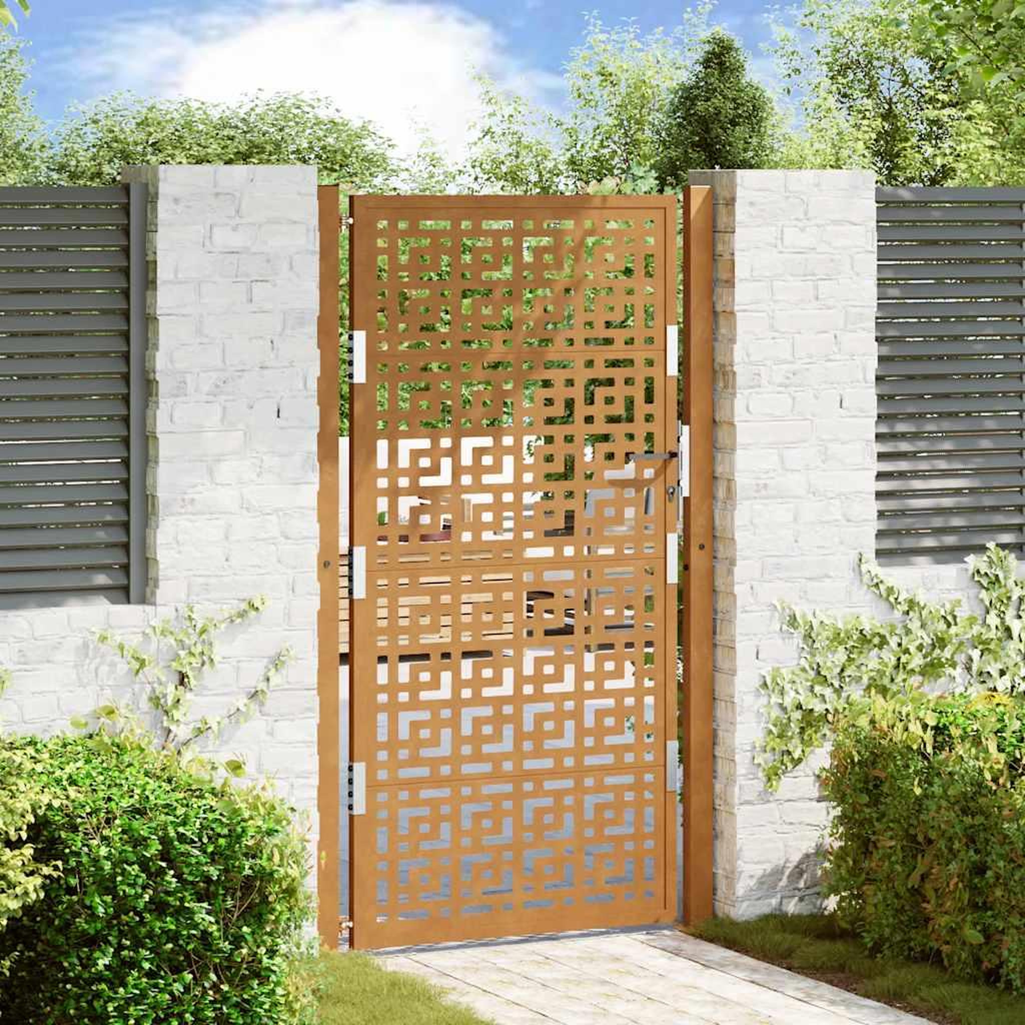 VIDAXL Porte de jardin acier resistant aux intemperies design croise