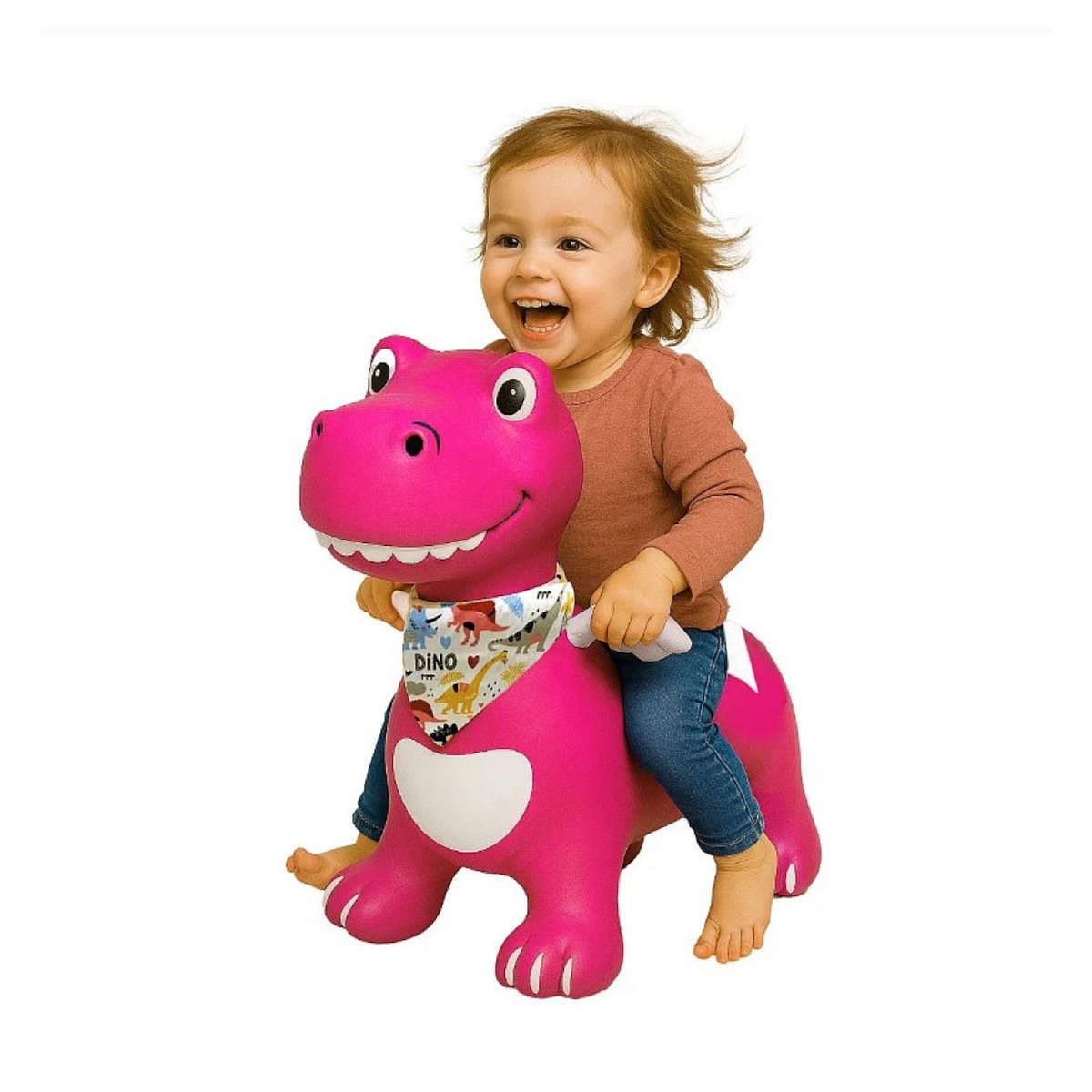 Jamara Animal sauteur Dino ailé rose HoppyDoo avec pompe